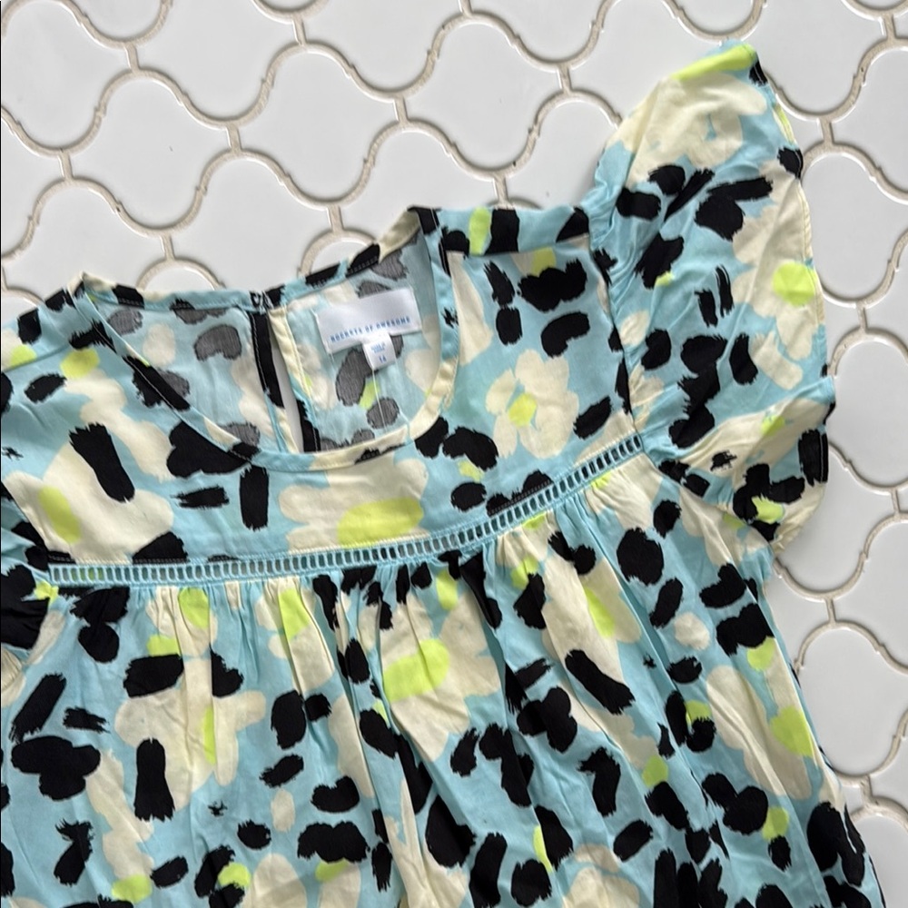 Abstract Floral Patterned Dress